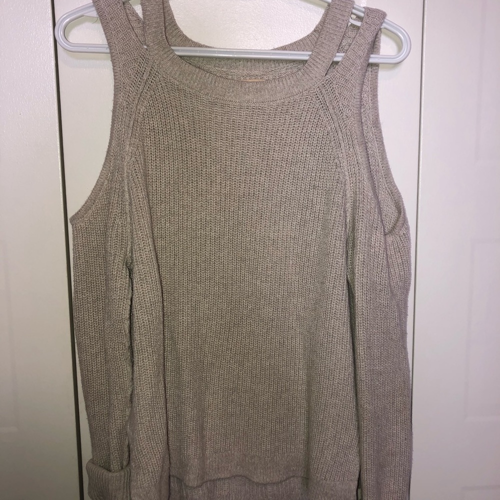 Cream Open Shoulder Sweater